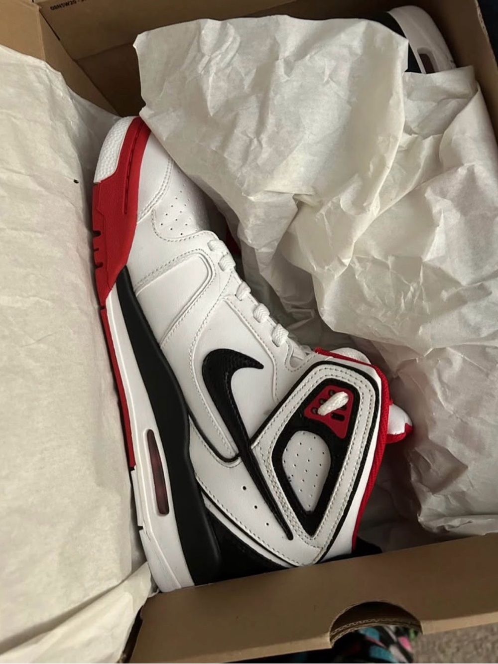 Nike Men’s White/Black/Red High-Top Basketball Sneakers